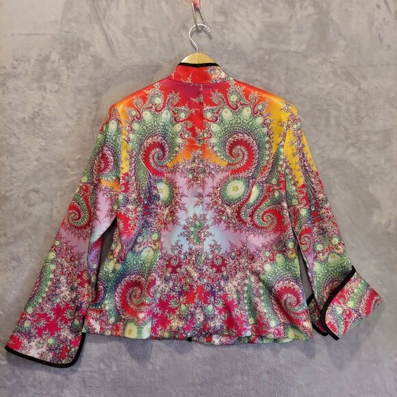Mesmerize jacket woems L satin oriental formal colorful Party Bold mandarin fun - Picture 11 of 16